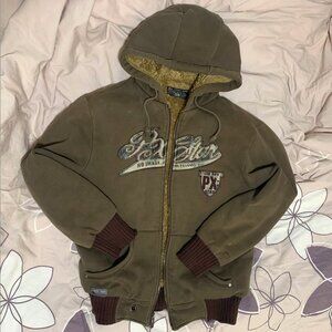 SOLD

Y2K Point Zero PX Star Fuzz-Lined Dark Green Hoodie